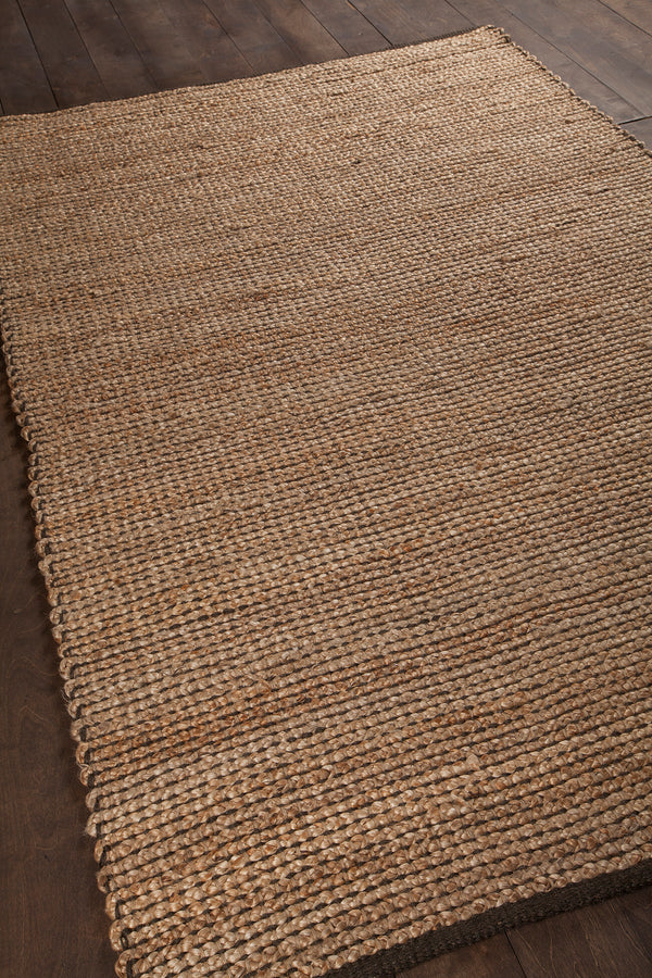 Chandra Rugs Zola 100% Jute Hand-Woven Reversible Jute Rug Tan/Charcoal 7'9 x 10'6
