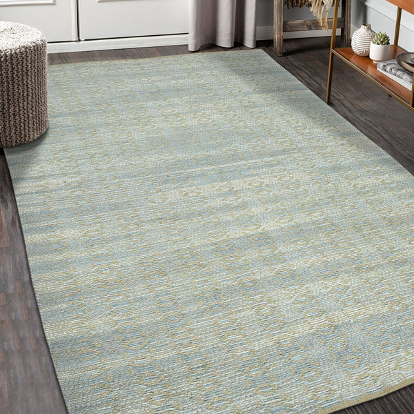 AMER Rugs Zola ZOL-5 Flat-Weave Geometric Farmhouse Area Rug Light Blue 8' x 10'