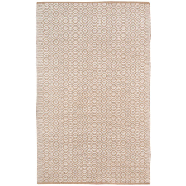 AMER Rugs Zola ZOL-7 Flat-Weave Geometric Farmhouse Area Rug White/Tan 8' x 10'