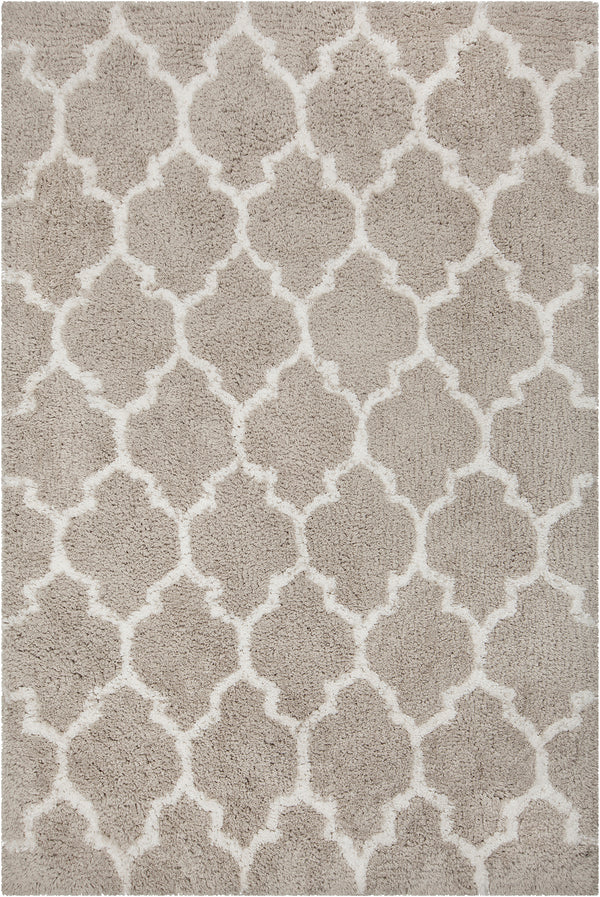 Chandra Rugs Zoya 100% Polyester Hand-Tufted Contemporary Shag Rug Silver/White 7'9 x 10'6