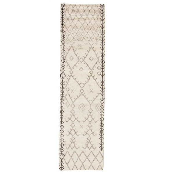Jaipur Living Zola Hand-Knotted Geometric Ivory/ Brown Runner Rug (2'6"X10')