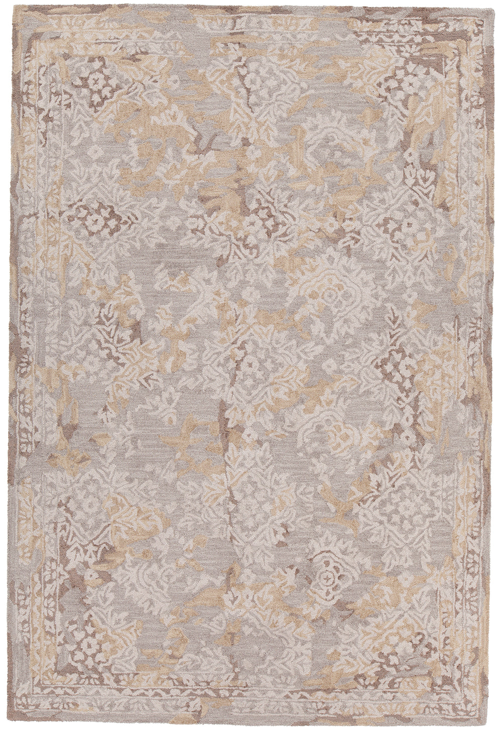 Chandra Rugs Zyana 70% Wool + 30% Viscose Hand-Tufted Contemporary Rug Grey/Brown/Gold/Beige 9' x 13'