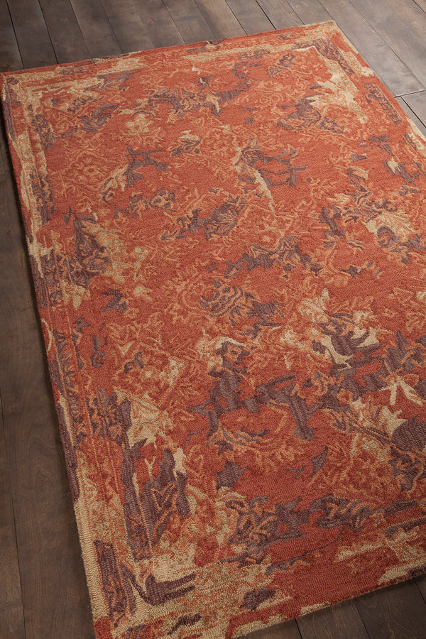 Chandra Rugs Zyana 70% Wool + 30% Viscose Hand-Tufted Contemporary Rug Rust/Brown/Gold 9' x 13'