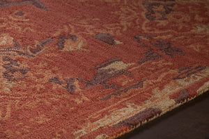 Chandra Rugs Zyana 70% Wool + 30% Viscose Hand-Tufted Contemporary Rug Rust/Brown/Gold 9' x 13'