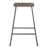 Zac Industrial Counter Stool in Black Metal and Espresso Wood by LumiSource - Set of 2
