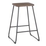 Zac Industrial Counter Stool in Black Metal and Espresso Wood by LumiSource - Set of 2