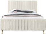 Zara Velvet / Engineered Wood / Foam Contemporary Cream Velvet Full Bed (3 Boxes) - 57" W x 86.8" D x 49" H