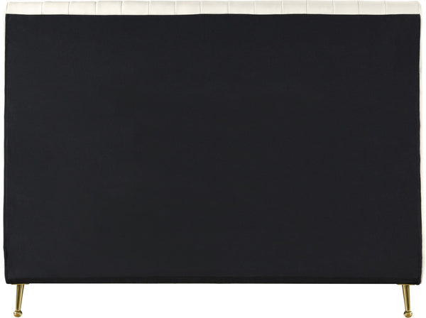 Zara Velvet / Engineered Wood / Foam Contemporary Cream Velvet Full Bed (3 Boxes) - 57" W x 86.8" D x 49" H