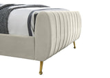 Zara Velvet / Engineered Wood / Foam Contemporary Cream Velvet King Bed (3 Boxes) - 79" W x 92.3" D x 49" H