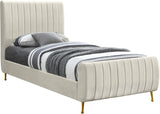 Zara Velvet / Engineered Wood / Foam Contemporary Cream Velvet Twin Bed (3 Boxes) - 42" W x 86.8" D x 49" H