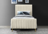 Zara Velvet / Engineered Wood / Foam Contemporary Cream Velvet Twin Bed (3 Boxes) - 42" W x 86.8" D x 49" H