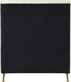 Zara Velvet / Engineered Wood / Foam Contemporary Cream Velvet Twin Bed (3 Boxes) - 42" W x 86.8" D x 49" H