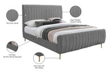 Zara Velvet / Engineered Wood / Foam Contemporary Grey Velvet Full Bed (3 Boxes) - 57" W x 86.8" D x 49" H