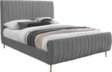 Zara Velvet / Engineered Wood / Foam Contemporary Grey Velvet Full Bed (3 Boxes) - 57" W x 86.8" D x 49" H