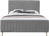 Zara Velvet / Engineered Wood / Foam Contemporary Grey Velvet Full Bed (3 Boxes) - 57" W x 86.8" D x 49" H