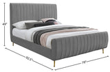 Zara Velvet / Engineered Wood / Foam Contemporary Grey Velvet King Bed (3 Boxes) - 79" W x 92.3" D x 49" H