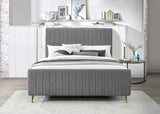 Zara Velvet / Engineered Wood / Foam Contemporary Grey Velvet King Bed (3 Boxes) - 79" W x 92.3" D x 49" H