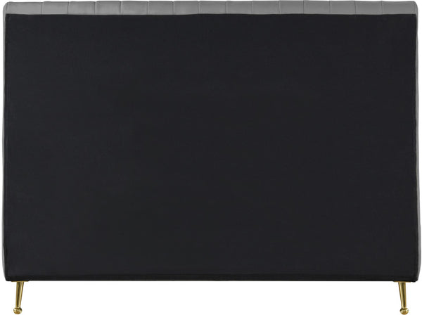 Zara Velvet / Engineered Wood / Foam Contemporary Grey Velvet Queen Bed (3 Boxes) - 63" W x 92.3" D x 49" H