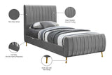 Zara Velvet / Engineered Wood / Foam Contemporary Grey Velvet Twin Bed (3 Boxes) - 42" W x 86.8" D x 49" H