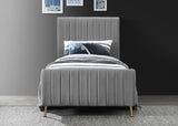 Zara Velvet / Engineered Wood / Foam Contemporary Grey Velvet Twin Bed (3 Boxes) - 42" W x 86.8" D x 49" H