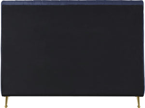 Zara Velvet / Engineered Wood / Foam Contemporary Navy Velvet Full Bed (3 Boxes) - 57" W x 86.8" D x 49" H