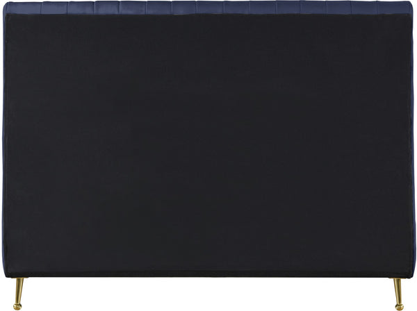 Zara Velvet / Engineered Wood / Foam Contemporary Navy Velvet Full Bed (3 Boxes) - 57" W x 86.8" D x 49" H