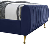 Zara Velvet / Engineered Wood / Foam Contemporary Navy Velvet King Bed (3 Boxes) - 79" W x 92.3" D x 49" H