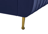 Zara Velvet / Engineered Wood / Foam Contemporary Navy Velvet King Bed (3 Boxes) - 79" W x 92.3" D x 49" H