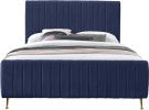 Zara Velvet / Engineered Wood / Foam Contemporary Navy Velvet Queen Bed (3 Boxes) - 63" W x 92.3" D x 49" H