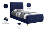 Zara Velvet / Engineered Wood / Foam Contemporary Navy Velvet Twin Bed (3 Boxes) - 42" W x 86.8" D x 49" H