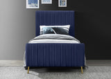 Zara Velvet / Engineered Wood / Foam Contemporary Navy Velvet Twin Bed (3 Boxes) - 42" W x 86.8" D x 49" H