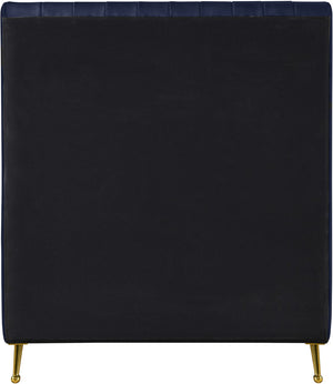 Zara Velvet / Engineered Wood / Foam Contemporary Navy Velvet Twin Bed (3 Boxes) - 42" W x 86.8" D x 49" H