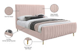 Zara Velvet / Engineered Wood / Foam Contemporary Pink Velvet Full Bed (3 Boxes) - 57" W x 86.8" D x 49" H