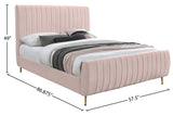 Zara Velvet / Engineered Wood / Foam Contemporary Pink Velvet Full Bed (3 Boxes) - 57" W x 86.8" D x 49" H