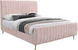 Zara Velvet / Engineered Wood / Foam Contemporary Pink Velvet Full Bed (3 Boxes) - 57" W x 86.8" D x 49" H