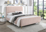 Zara Velvet / Engineered Wood / Foam Contemporary Pink Velvet Full Bed (3 Boxes) - 57" W x 86.8" D x 49" H