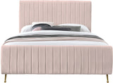 Zara Velvet / Engineered Wood / Foam Contemporary Pink Velvet Full Bed (3 Boxes) - 57" W x 86.8" D x 49" H