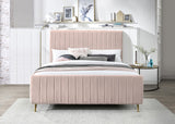 Zara Velvet / Engineered Wood / Foam Contemporary Pink Velvet Full Bed (3 Boxes) - 57" W x 86.8" D x 49" H