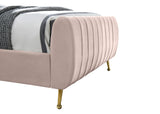 Zara Velvet / Engineered Wood / Foam Contemporary Pink Velvet Full Bed (3 Boxes) - 57" W x 86.8" D x 49" H