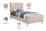 Zara Velvet / Engineered Wood / Foam Contemporary Pink Velvet Twin Bed (3 Boxes) - 42" W x 86.8" D x 49" H