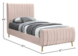 Zara Velvet / Engineered Wood / Foam Contemporary Pink Velvet Twin Bed (3 Boxes) - 42" W x 86.8" D x 49" H