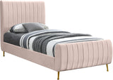 Zara Velvet / Engineered Wood / Foam Contemporary Pink Velvet Twin Bed (3 Boxes) - 42" W x 86.8" D x 49" H