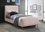 Zara Velvet / Engineered Wood / Foam Contemporary Pink Velvet Twin Bed (3 Boxes) - 42" W x 86.8" D x 49" H