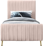 Zara Velvet / Engineered Wood / Foam Contemporary Pink Velvet Twin Bed (3 Boxes) - 42" W x 86.8" D x 49" H