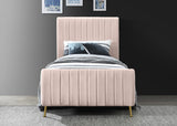 Zara Velvet / Engineered Wood / Foam Contemporary Pink Velvet Twin Bed (3 Boxes) - 42" W x 86.8" D x 49" H