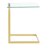 Zenn Contemporary End Table in Gold with Clear Glass by LumiSource