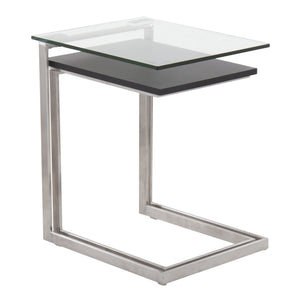 Zenn Modern Nesting Table Set in Stainless Steel and Satin Black Wood by LumiSource