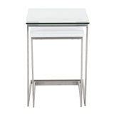 Zenn Modern Nesting Table Set in Stainless Steel and Satin White Wood by LumiSource