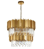 Bethel Gold Chandelier in Metal & Crystal