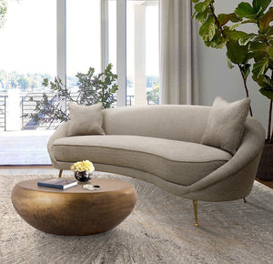 Pasargad Luna Collection Textured Fabric Curved Sofa, Mocha SOFA-DS0440M-PASARGAD